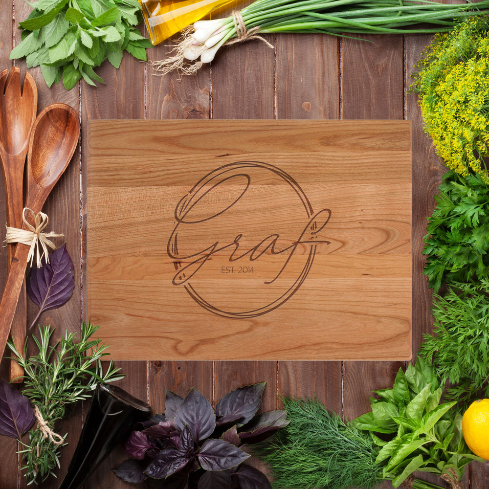 Cursive Last Name Cutting Board